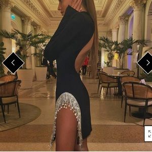 Beautiful black bandage dress with “diamond” tassels.